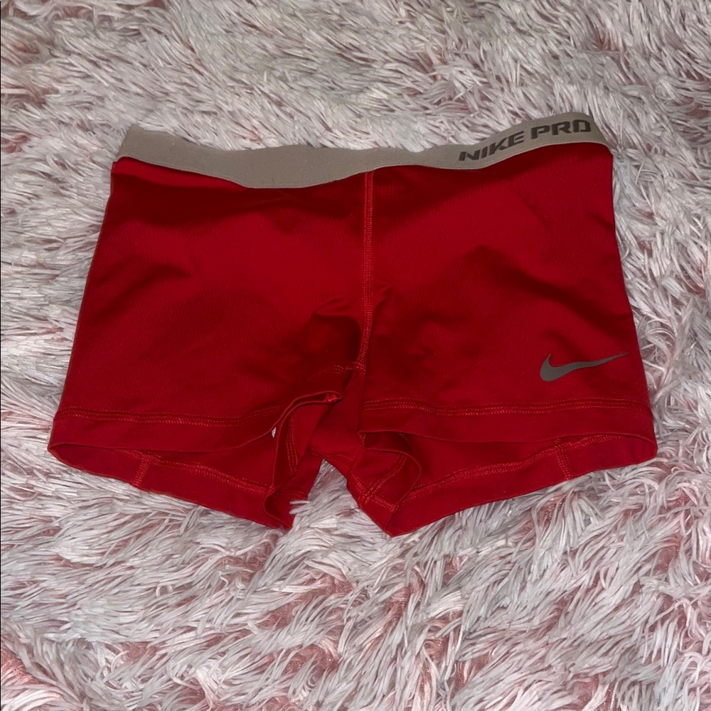 Nike Red and Gray Pro Shorts